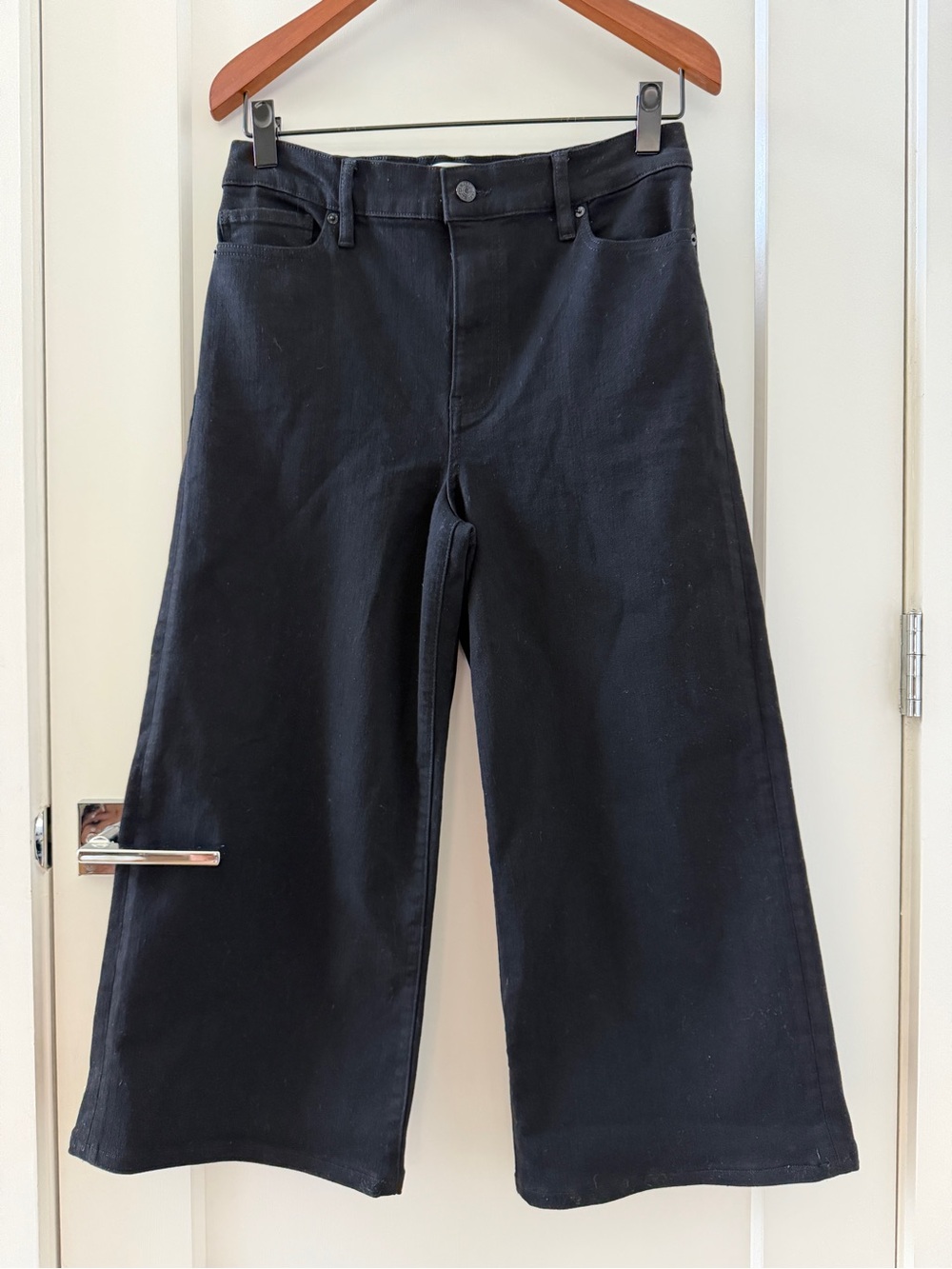 Frame Denim Le Slim Palazzo Pant Jeans True Black Wide Leg ALTERED Size 30 - Picture 4 of 9